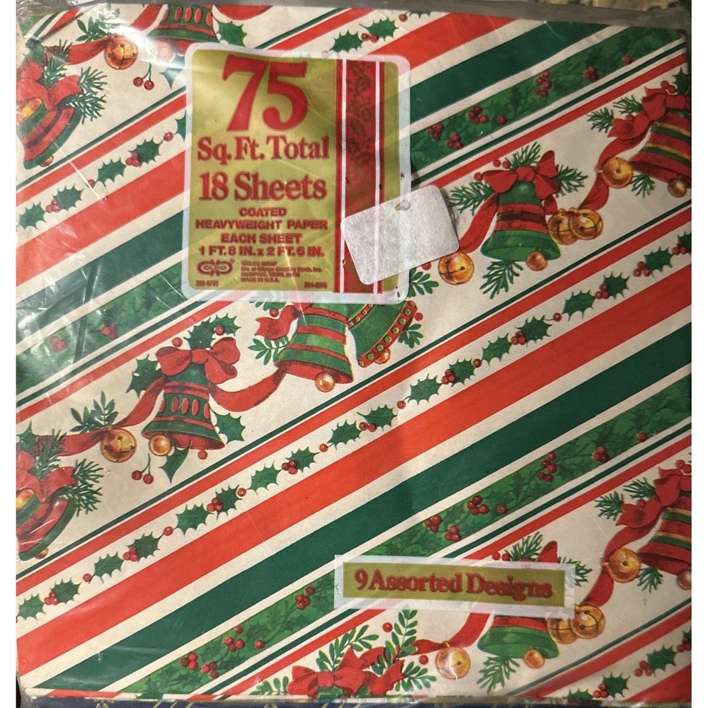 Lot Of Vtg Retro Christmas Wrapping Paper 18 Sheets 9 Fun‎ Patterns! Sealed 75sf